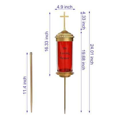 Generic Cemetery Decorations Lantern Light Memorial Candles for Loss of Loved Ones with Cross Decorations for Grave with Long Ground Stakes
