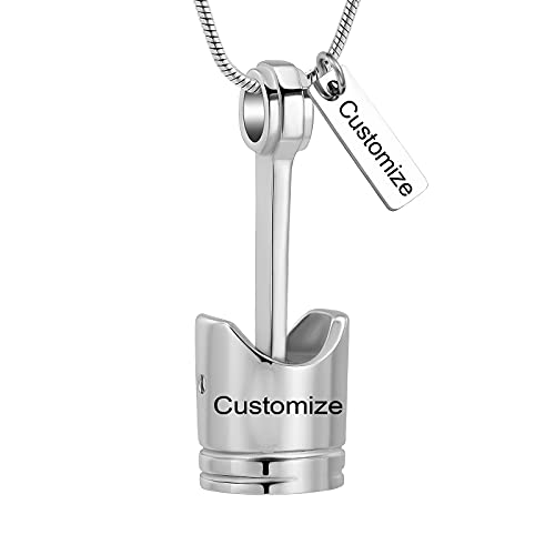 Yinplsmemory Mens Cremation Jewelry Motor Piston Urn Necklace for Ashes Keepsake Memorial Ashes Jewelry for Human/Pet Ashes - color: Customize
