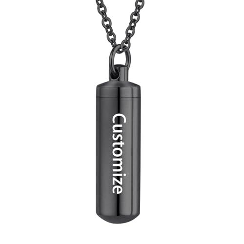 Cremation Jewelry for Ashes Pendant Urn Necklace Cylinder Keepsake Ashes Memorial Jewelry Necklace with Fill Tool Urn Memorial Ash Jewelry - color: Customize