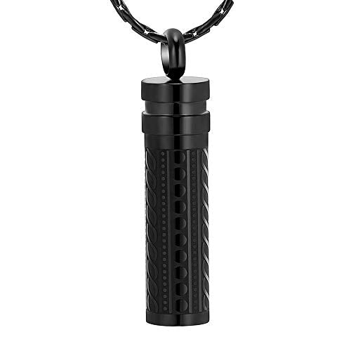 constantlife Cremation Jewelry for Ashes Openable Pill Case Urn Necklace Keepsake Perfume Memorial Pendant Locket Charm Accessories - color: Black