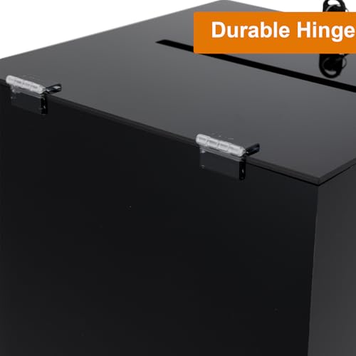Acrylic Donation Box, 12" X 12" X 12" Ballot Suggestion Box with Lock & 2 Keys, Raffle Voting Box with Slot for School Conference Fundraising (Black) - color: Black, size: 12" X 12" X 12"