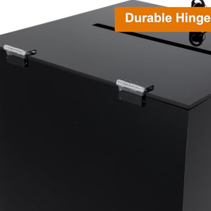 Acrylic Donation Box, 12" X 12" X 12" Ballot Suggestion Box with Lock & 2 Keys, Raffle Voting Box with Slot for School Conference Fundraising (Black) - color: Black, size: 12" X 12" X 12"