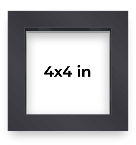 4x4 Inch Shadow Box Frame Contemporary Black Finish | 3/4" Depth of Usable Space| Vertical or Horizontal Display | Interior Size 4x4 Inch in| UV Resistant Acrylic, Acid-Free Backing, Wall Hangers | - size: 4x4