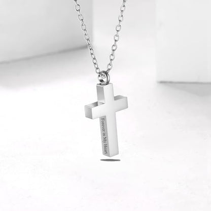 RIPFEVURN Cremation Jewelry Black Cross Urn Necklaces for Ashes for Women Men Human Ashes with Me Always Memorial Keepsake Pendant - color: 3pcs-Silver
