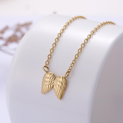 Ralukiia Angel Wings Necklace Gift from Heaven, Memorial Gifts for Loss of Loved One, Mourning Jewelry, Thinking of You Gift, Letter from Heaven Sympathy Condolence - style: gold