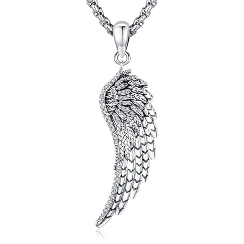 Angel Wings Necklace 925 Sterling Silver Guardian Angel Nurse RN Caduceus Pendant Charm Crystal Angel Jewelry Gifts for Women - style: B-Angel Wing