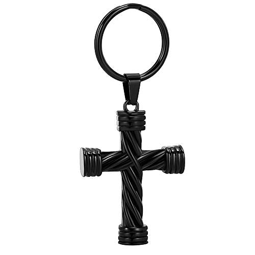 Imrsanl Cremation Jewelry for Ashes Cross Memorial Urn Necklace Pendant Keepsake Religious Cross Ashes Jewelry - color: Black Keychain