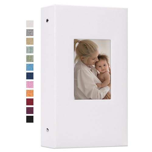 Vienrose 4x6 Photo Album,300 Pockets,Linen Cover with Window,White | Linen Hardcover, Slip In Photo Book, Family Memory Album, Travel Keepsake - color: White, size: 300 Pocket