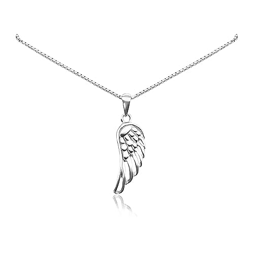 Small and Dainty 925 Sterling Silver Angel Wing Pendant Necklace for Women, Teens - Inspirational Jewelry, Gift for Baptism, Confirmation or First Communion (16 inches plus 2-inch extender)