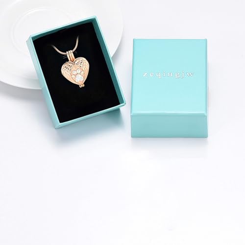 zeqingjw Pet Cremation Jewelry for Ashes Pendant Paw Print Pet Heart Urn Necklace Memorial Keepsake Jewelry for Pet/Dog's/Cat's Ashes - color: Wing Heart-Rose Gold