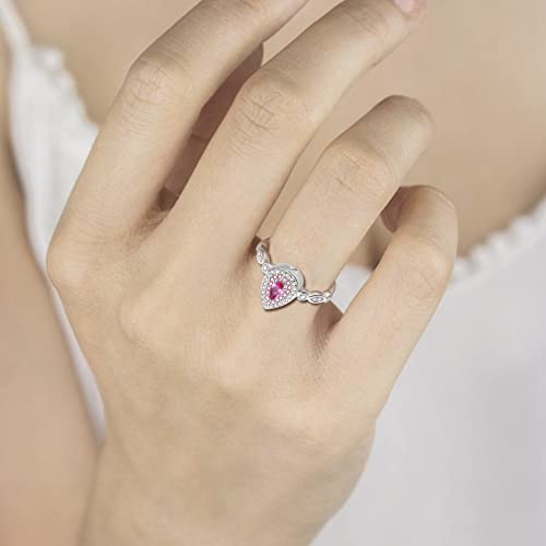 Sariel Teardrop Cremation Ring for Ashes - 925 Sterling Silver Urn Keepake Rings Memorial Jewelry for Women - color: Red