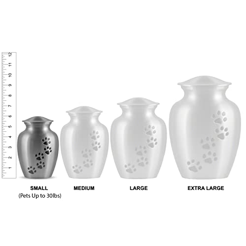 Ottillie Premier Ebony/Pewter/Vert Urn, up to 25lbs - color: Ebony, Vertical Pewter Paws, size: Small