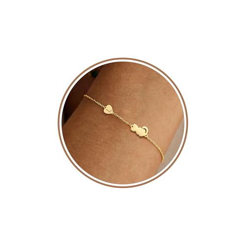 Dog Memorial Gifts for Loss of Dog Paw Initial Bracelet for Women with Heart Dogs Mom Gifts Adjustable Pet Paw Gold Bracelets for Women Memorial Gift for Pet Lover Birthday Jewelry - style: Cat-L