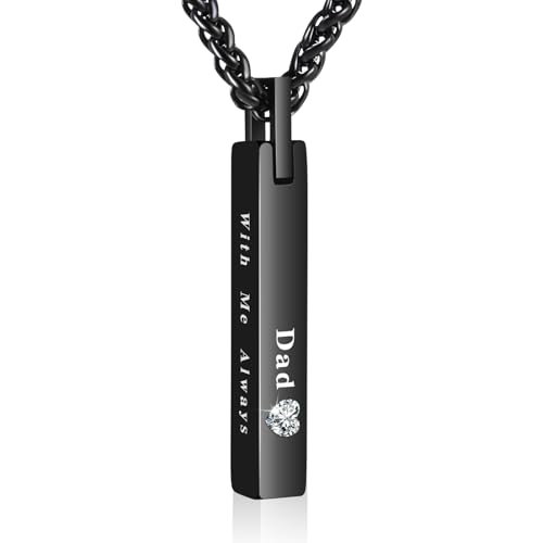 Dletay Urn Necklace for Ashes Stainless Steel Cremation Jewelry for Ashes Memorial Ash Necklace for Men Women Ash Holder Black - color: Dad-Black, style: Non-customizable