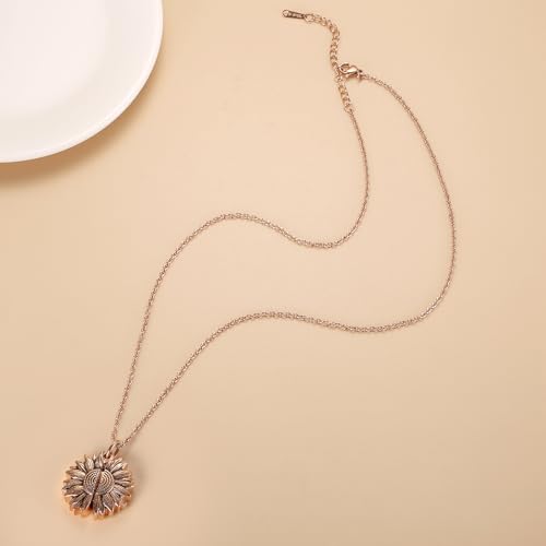 Sunflower Cremation Urn Jewelry For women - color: Rose Gold