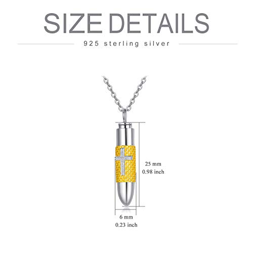 SOULMEET Cremation Jewelry for Ashes, Sterling Silver Urn Necklace for Ashes Women Men, Cherish Memories Cremation Jewelry to Keep Someone Near to You - color: H-2 Tones Bullet