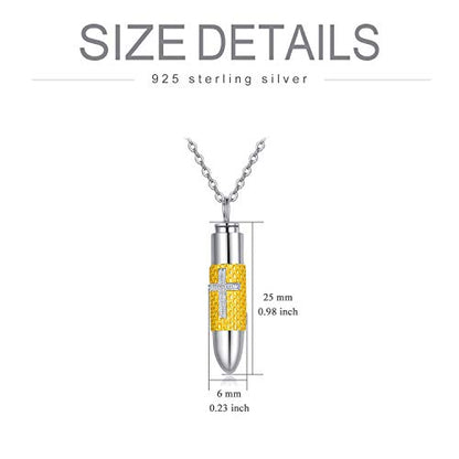 SOULMEET Cremation Jewelry for Ashes, Sterling Silver Urn Necklace for Ashes Women Men, Cherish Memories Cremation Jewelry to Keep Someone Near to You - color: H-2 Tones Bullet