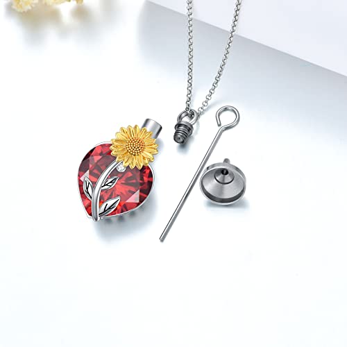 Rose & Daisy Urn Necklace - Sterling Silver Cremation Keepsake Memorial Jewelry - style: Sunflower Urn Necklace-07