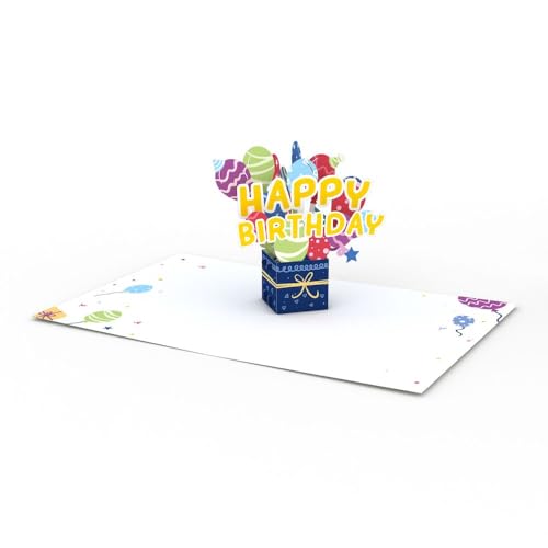 Lovepop Happy Birthday Balloon Box Paperpop Pop-Up Card with Envelope | Paperpop Card 4.5x5.9; 3D Balloon Greeting Card for Husband, Wife, Kids, Daughter, Mom, Him, Women, Son, Teacher, Men - color: Happy Birthday Balloon Box