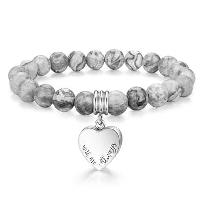 abooxiu Cremation Jewelry Urn Bracelet for Ashes Memorial Heart Ashes Keepsake Cremation Ash Bracelets Urn Jewelry for Ashes of Loved Ones for Women - With Me Always - style: Gray Stone
