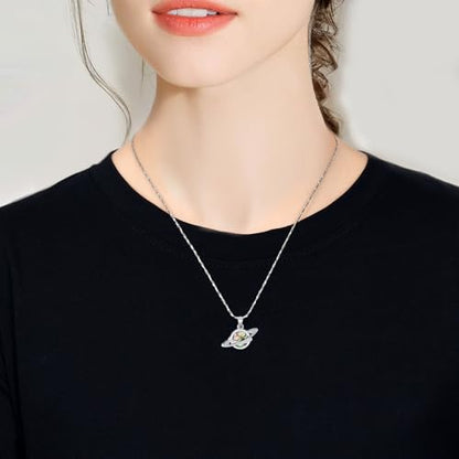 Imrsanl Saturn Urn Necklace Cremation Jewelry for Women Men - color: Customize