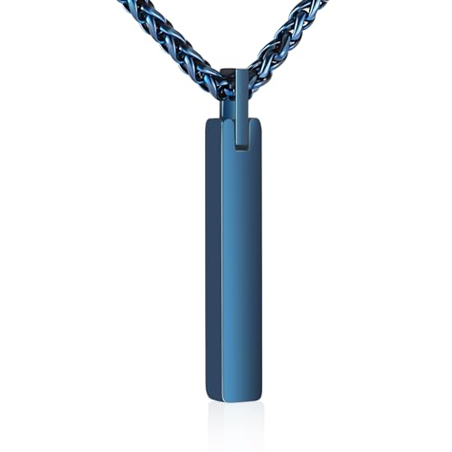 Dletay Urn Necklace for Ashes Stainless Steel Cremation Jewelry for Ashes Memorial Ash Necklace for Men Women Ash Holder Black - color: Blue, style: Non-customizable