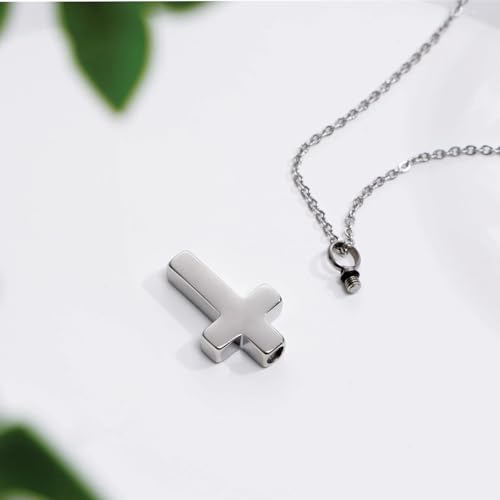 RIPFEVURN Cremation Jewelry Black Cross Urn Necklaces for Ashes for Women Men Human Ashes with Me Always Memorial Keepsake Pendant - color: 3pcs-Silver