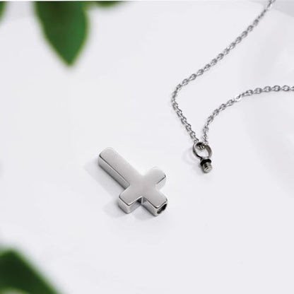 RIPFEVURN Cremation Jewelry Black Cross Urn Necklaces for Ashes for Women Men Human Ashes with Me Always Memorial Keepsake Pendant - color: 3pcs-Silver