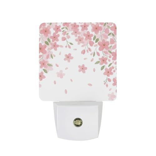 Falling Flowers Night Light, Plug into Wall Decor Nightlights for Bedroom, Bathroom, Hallway, Kitchen, with Dusk to Dawn Light Auto Sensors LED Night Lights for Boys Girls Women Men Room Gifts - color: Falling Flowers