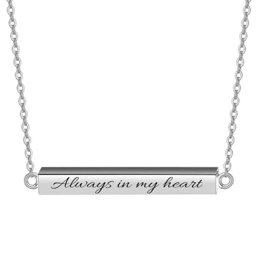 Horizontal Bar Urn Necklaces for Ashes for Women Stainless Steel Keepsake Memorial Cremation Jewelry Ashes Necklace Pendant - color: Silver