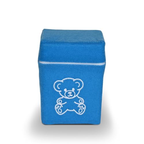 Velvet Urn Bag with TSA Approved Cremation Container | Holds Cremated Ashes of Infant | for Use in a Niche or Ground Burial | Fits the Crowne Burial Urn Vault (Infant Sky Blue with Bear) - color: Infant Sky Blue With Bear