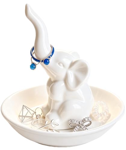 PUDDING CABIN Elephant Gifts for Mom Mothers Day Ring Holder Ring Dish, Elephant Gifts for Women Mom Birthday Wedding Christmas Valentine's Day - style: Elephant