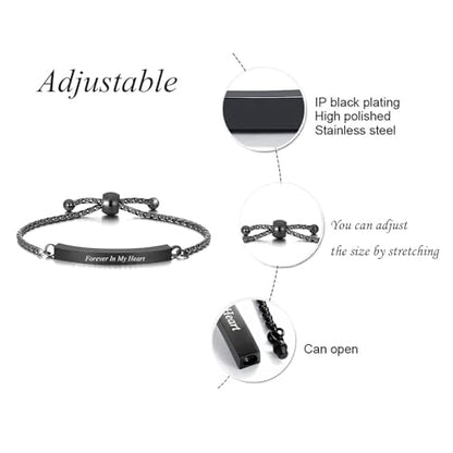 Urn Bracelet for Ashes Cremation Jewelry Braided Rope Adjustable Bangle Stainless Steel Memorial Bracelets Ash Holder Keepsake Jewelry-Always in My Heart - color: C-Black