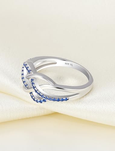 YL Celtic Knot Rings 925 Sterling Silver Twisted Knot Ring Birthstone Infinity Statement Jewelry for Women-size5 - color: 09-sapphire-Sept