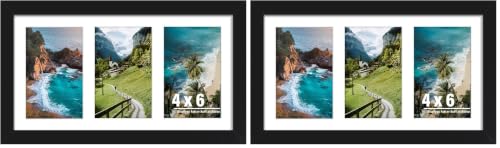 DUENPY 8x14 Collage Picture Frame, 4x6 Collage Picture Frame Displays Three 4x6 inch Photos, or 8x14 (Without Mat) for Available Horizontal Wall Mounting Display and Vertical, Black. (Pack of 2) - color: Black, size: 8x14（4x6 opening） (Pack of 2)