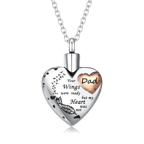 Waterproof Urn Necklace for Ashes-Heart Ash Holder Pendant -Never Fade-Never Fade, Rustproof Cremation Jewelry for Ashes for Women - style: Dad