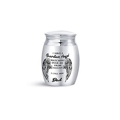 Dad Mini Cremation Urn for Human Ashes Daddy Father Men Engraved I Have a Guardian Angel Watching Over Me from Heaven Memorial Funeral Keepsake Gift - size: Dad