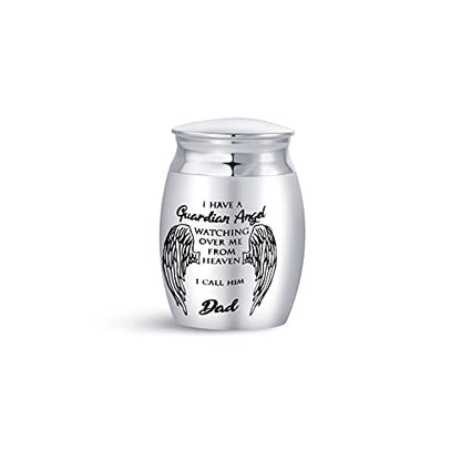 Dad Mini Cremation Urn for Human Ashes Daddy Father Men Engraved I Have a Guardian Angel Watching Over Me from Heaven Memorial Funeral Keepsake Gift - size: Dad