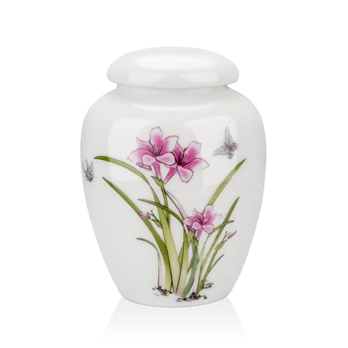 SOITIS Small Urns for Human Ashes Ceramic 2.8 Inch Mini Urn for Human Ashes Memorial Keepsake Urn Cremation Funeral Holder Decorative Urns - color: 1pc