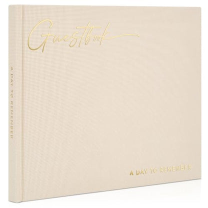Beautiful Wedding Guest Book for Your Wedding Reception w/ Polaroid Photos | Simply Elegant Guestbook to Sign in and Add Photos - The Perfect Baby Shower Guest Book for the Special Day - color: Beige