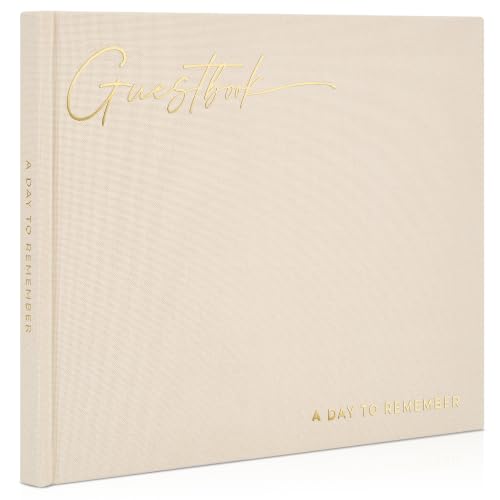 Beautiful Wedding Guest Book for Your Wedding Reception w/ Polaroid Photos | Simply Elegant Guestbook to Sign in and Add Photos - The Perfect Baby Shower Guest Book for the Special Day - color: Beige