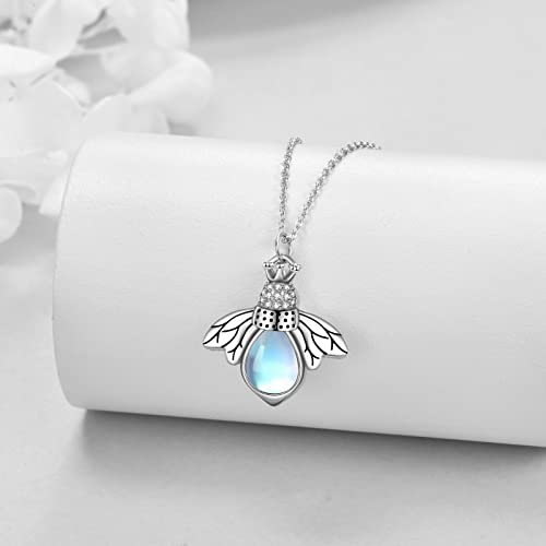 CRMAD Hummingbird/turtle/heart/dragonfly/bee/moon/tree of life Urn Necklace for Ashes Sterling Silver Jewelry for Women Memory Necklace - style: bee