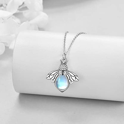 CRMAD Hummingbird/turtle/heart/dragonfly/bee/moon/tree of life Urn Necklace for Ashes Sterling Silver Jewelry for Women Memory Necklace - style: bee