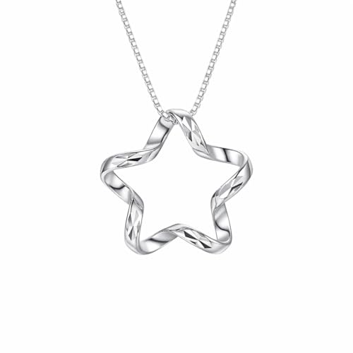 925 Sterling Silver Necklace for Women – Layered Stackable Choker Necklaces with Heart Photo Locket & Star - Pendant 18" Chain Gift for Wife, Mom, Girlfriend, Birthday, Anniversary, Valentine’s Day - color: Starfish