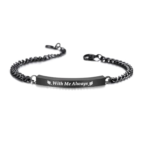 RIPFEVURN 3 Pack Cremation Jewelry Urn Bracelet for Ashes for Women Men Adjustable Memorial Keepsake Bangle Rope Braided Bracelet - color: Link-Black