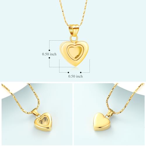 Imrsanl Small Heart Urn Necklace for Ashes Cremation Jewelry for Women Stainless Steel Pendant Memorial Ash Holder Loved Ones Keepsake - color: Gold Glass