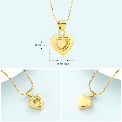 Imrsanl Small Heart Urn Necklace for Ashes Cremation Jewelry for Women Stainless Steel Pendant Memorial Ash Holder Loved Ones Keepsake - color: Gold Glass