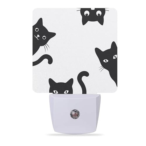 Night Lights Plug into Wall Black Cats Night Lights Dusk to Dawn Sensor Led Lamp for Women Men,Led Lights for Stairway/Hallway/Bedroom,0.5W - color: Black Cats