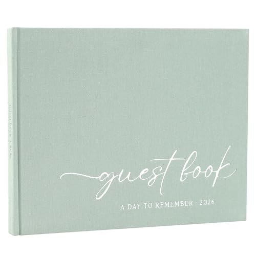 LONLAT Elegant Wedding Guest Book for Wedding Reception | Linen Cover, Guestbook for Baby Shower and Wedding Decor, 100 Blank Pages for Sign in, Polaroid Pictures and Photos - color: Green