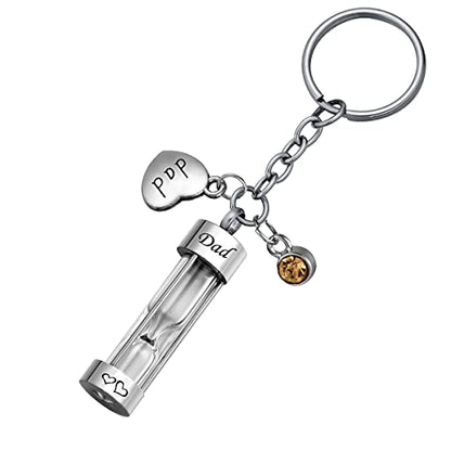 Hourglass Ashes Keychain Urn Pendant Memorial Keepsake Cremation Jewelry Dad - Customized - color: Dad - Customized